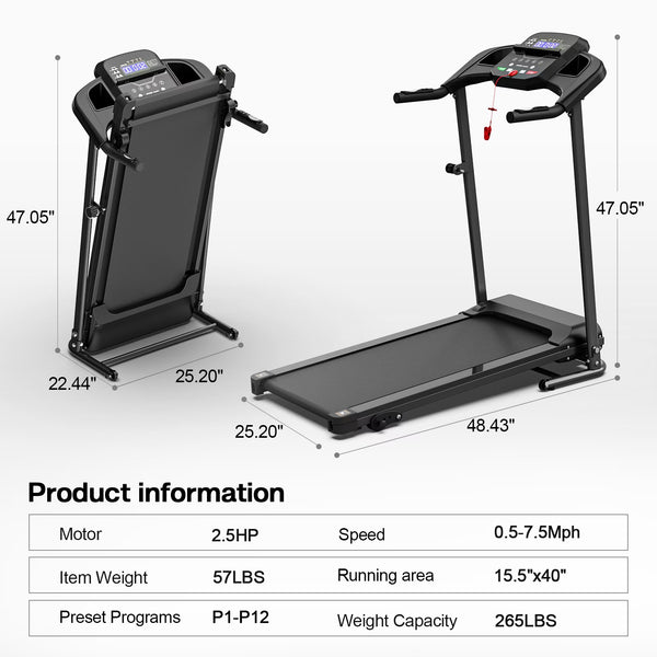 Home Folding Treadmill With Pulse Sensor