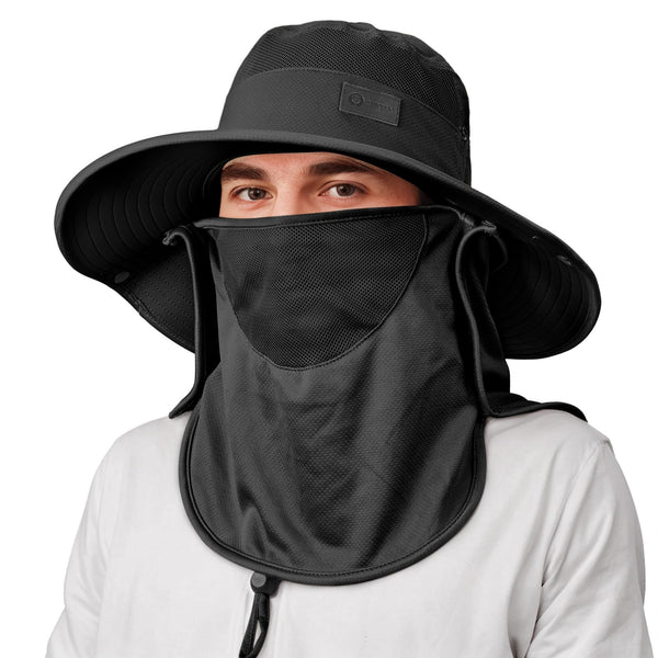 Sukeen Fishing Hat For Men Women, Wide Brim Outdoor Sun Protection With Detachable Neck Flap And Face Mask