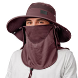 Sukeen Fishing Hat For Men Women, Wide Brim Outdoor Sun Protection With Detachable Neck Flap And Face Mask