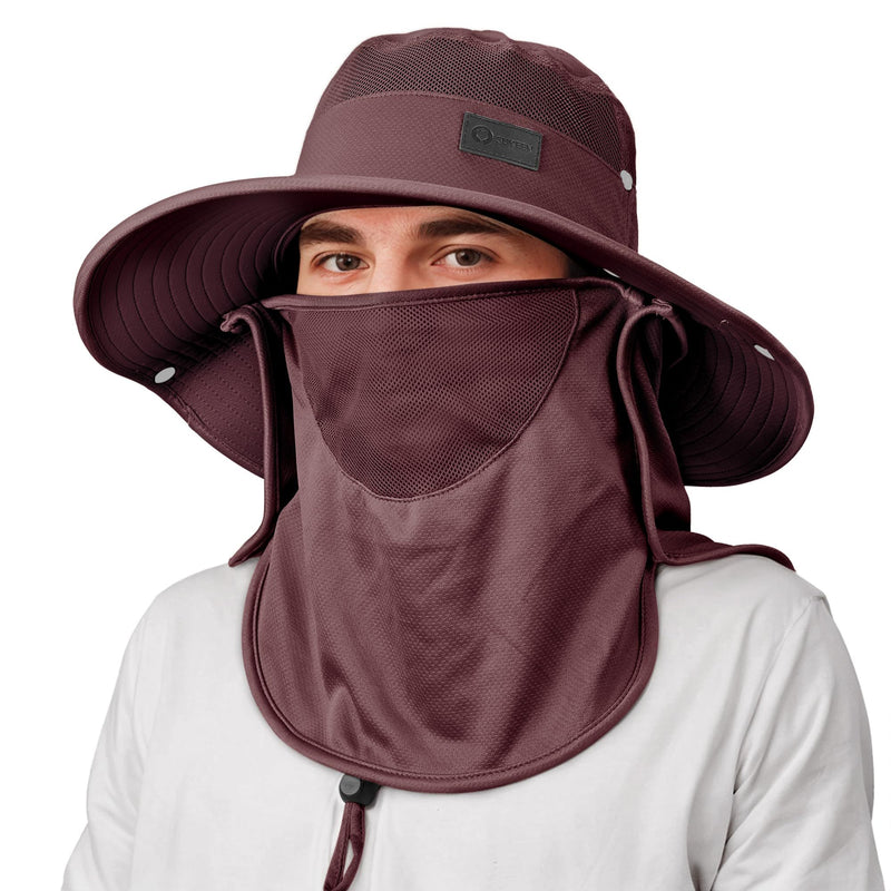 Sukeen Fishing Hat For Men Women, Wide Brim Outdoor Sun Protection With Detachable Neck Flap And Face Mask