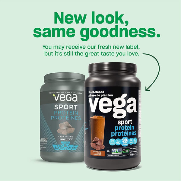 Vega Sport Protein Powder Chocolate with Shaker Bottle - Plant Based Vegan Protein Powder, Bcaas, Amino Acid, Tart Cherry, Non Dairy, Gluten Free, Non GMO (19 Servings)