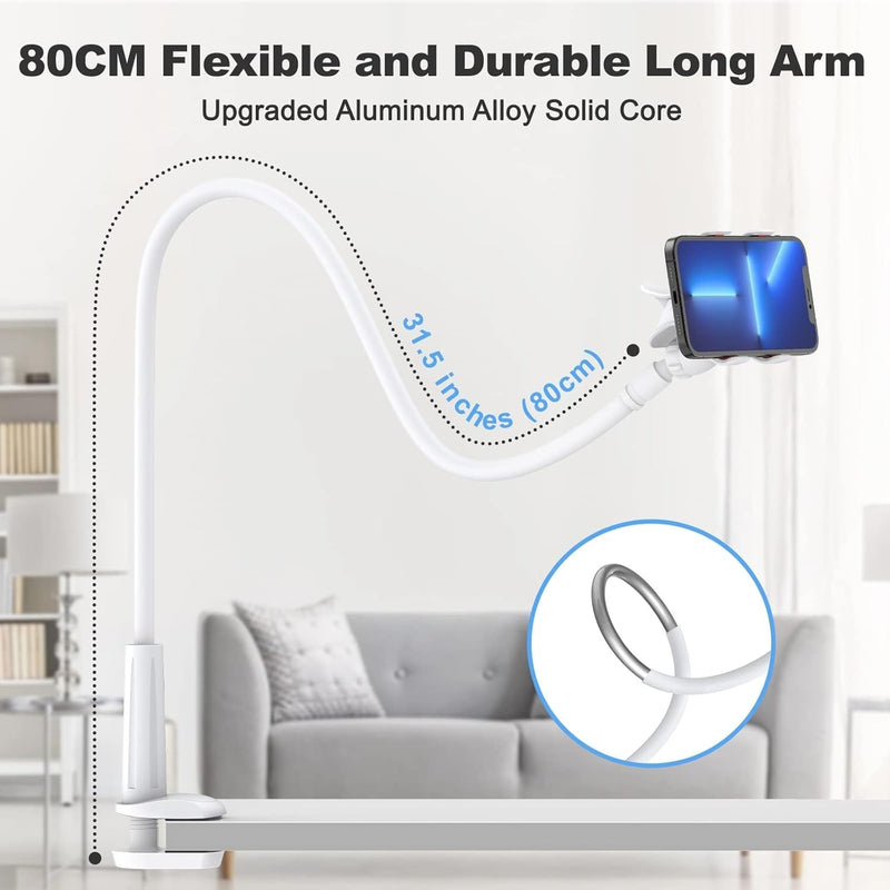 Newest Gooseneck Phone Holder 31in Long Flexible Lazy Arm Clip Adjustable Overhead Phone Mount For Phone